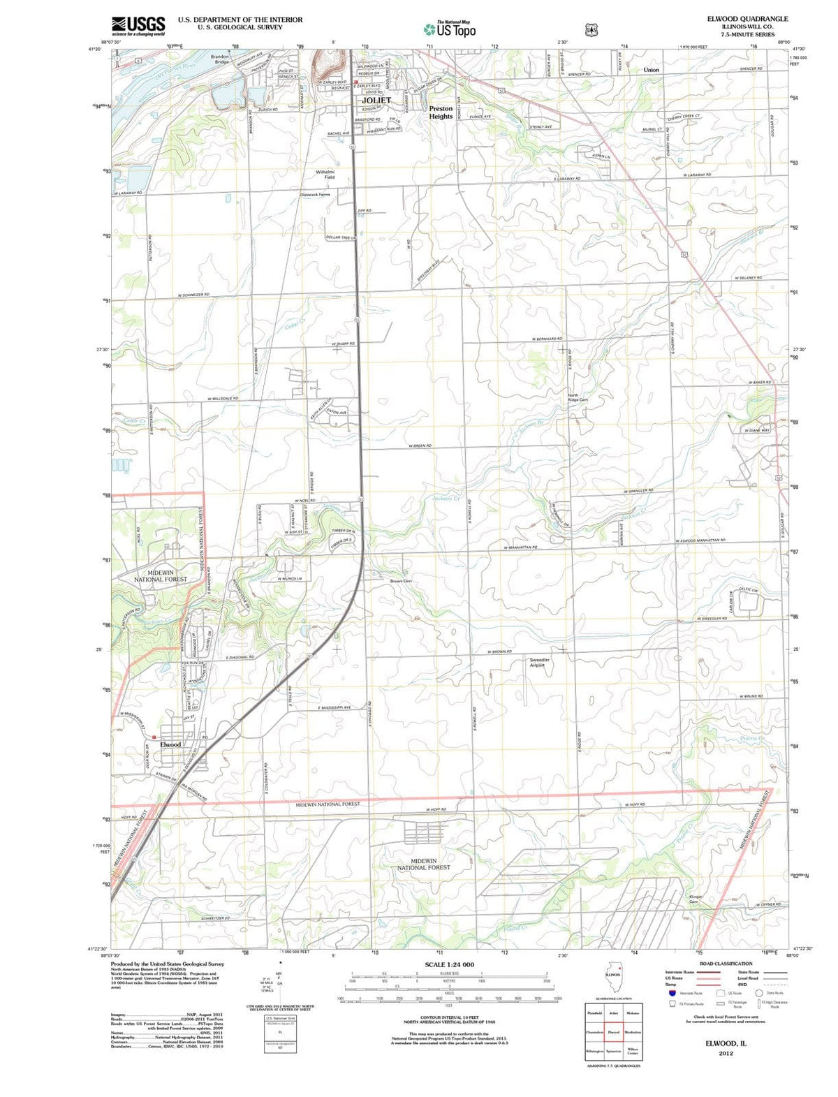 2012 Elwood, IL - Illinois - USGS Topographic Map