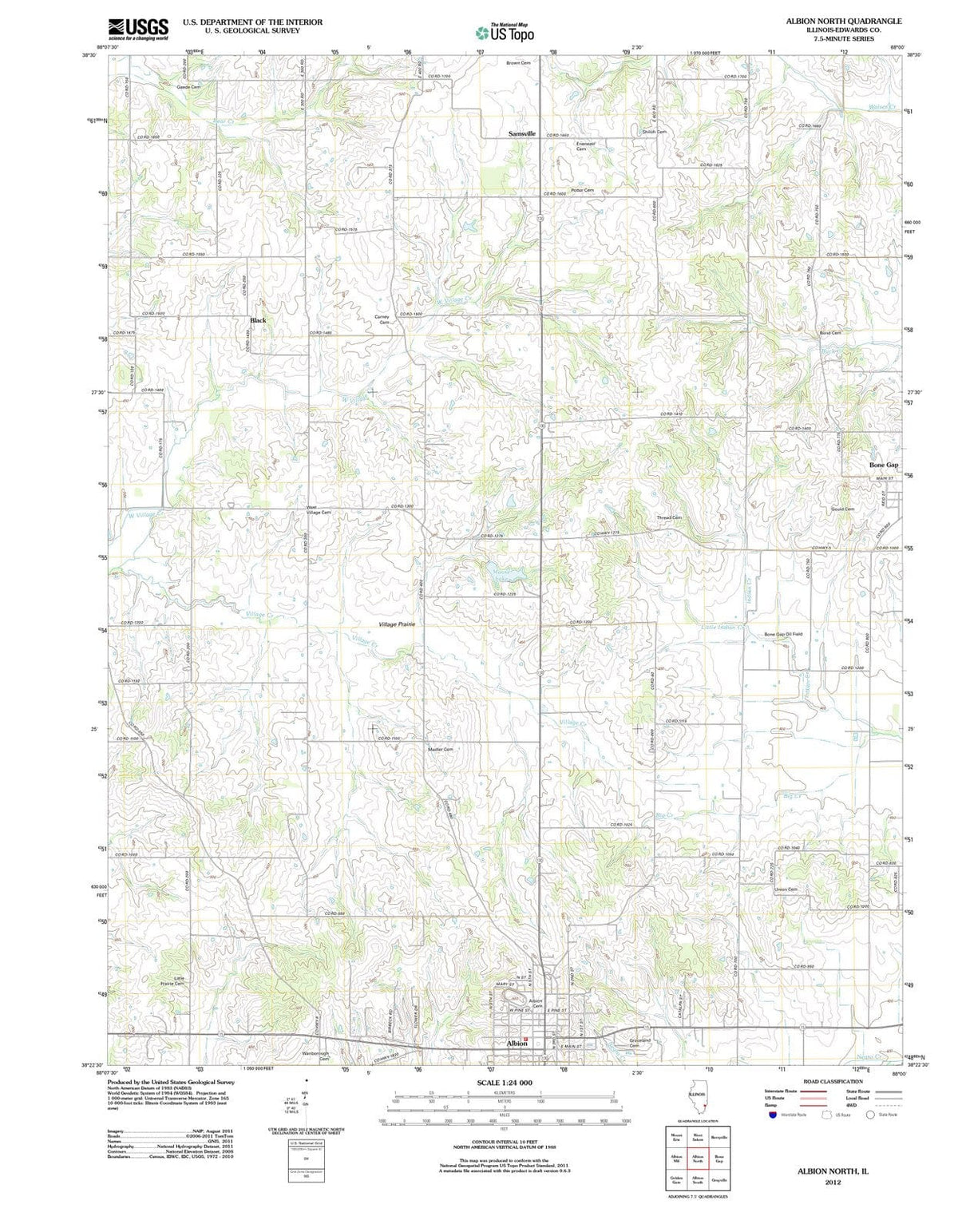 2012 Albion North, IL - Illinois - USGS Topographic Map