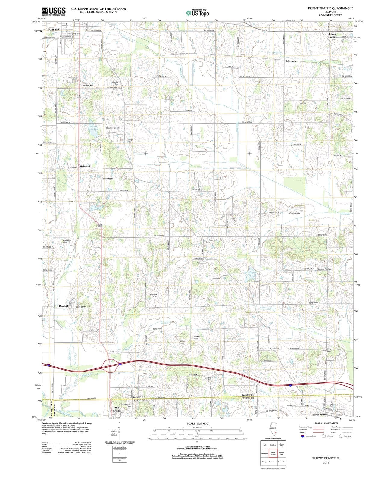 2012 Burnt Prairie, IL - Illinois - USGS Topographic Map