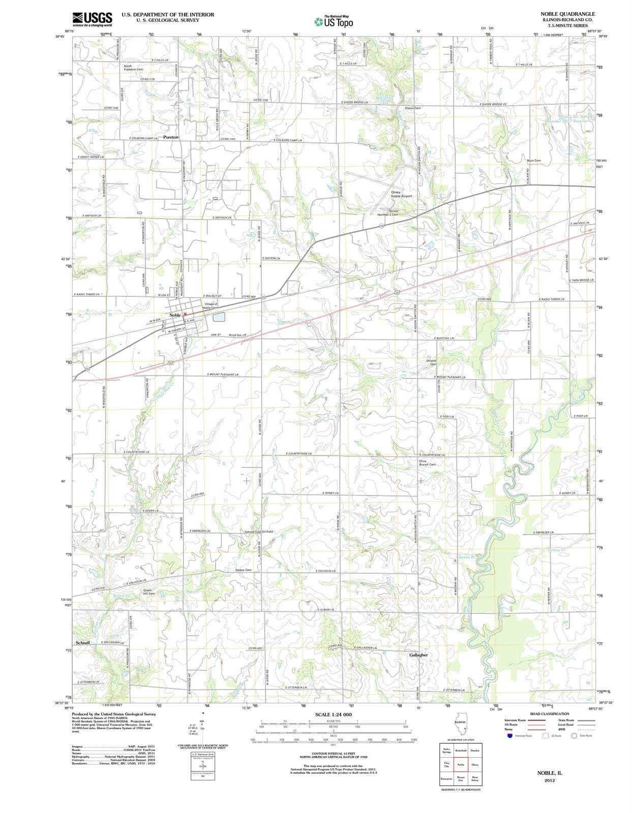 2012 Noble, IL - Illinois - USGS Topographic Map