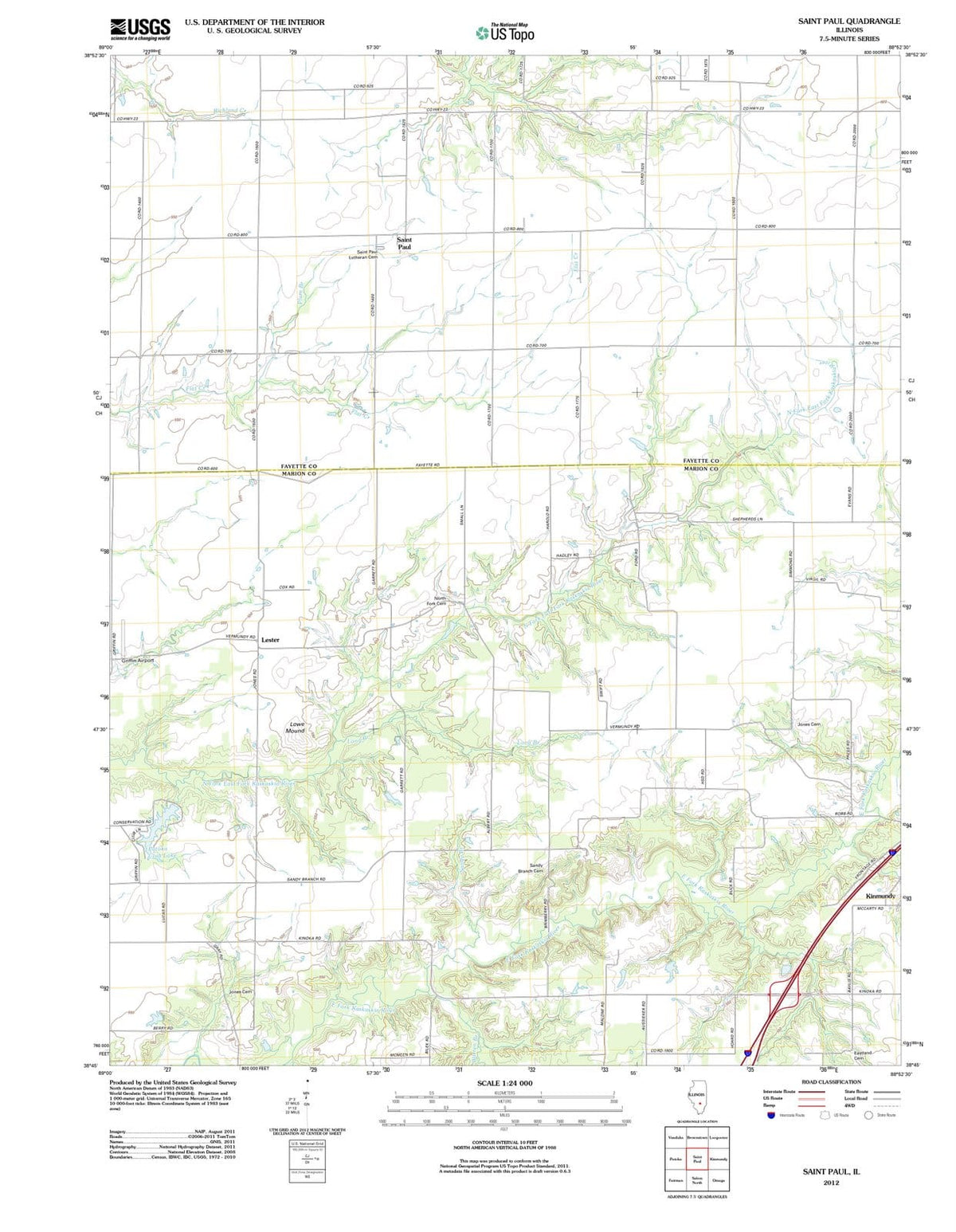 2012 Saint Paul, IL - Illinois - USGS Topographic Map