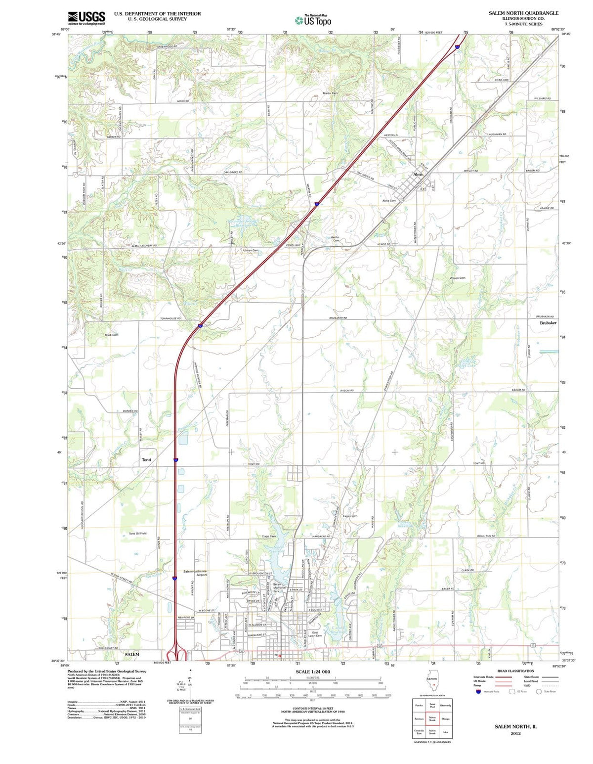 2012 Salem North, IL - Illinois - USGS Topographic Map
