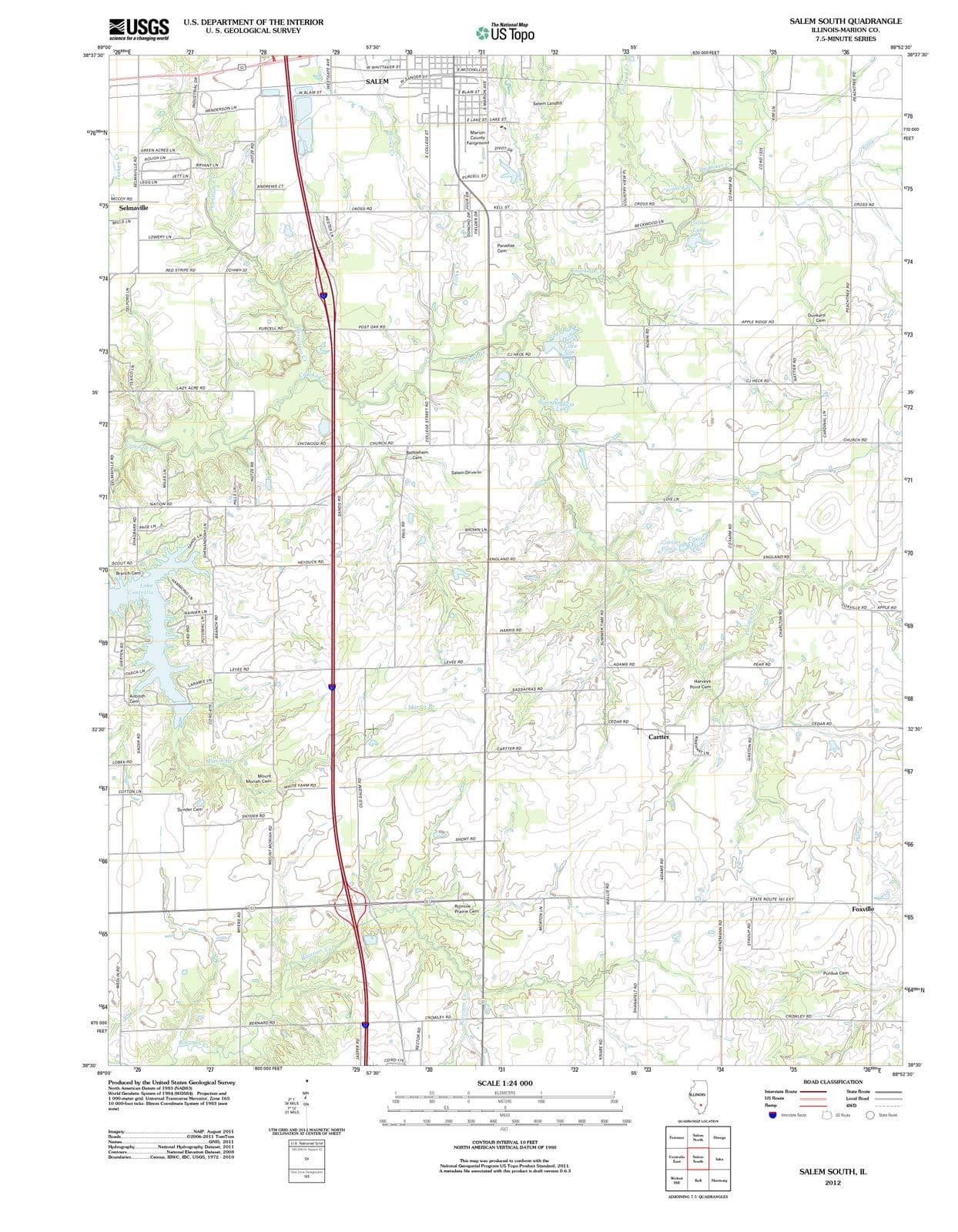 2012 Salem South, IL - Illinois - USGS Topographic Map