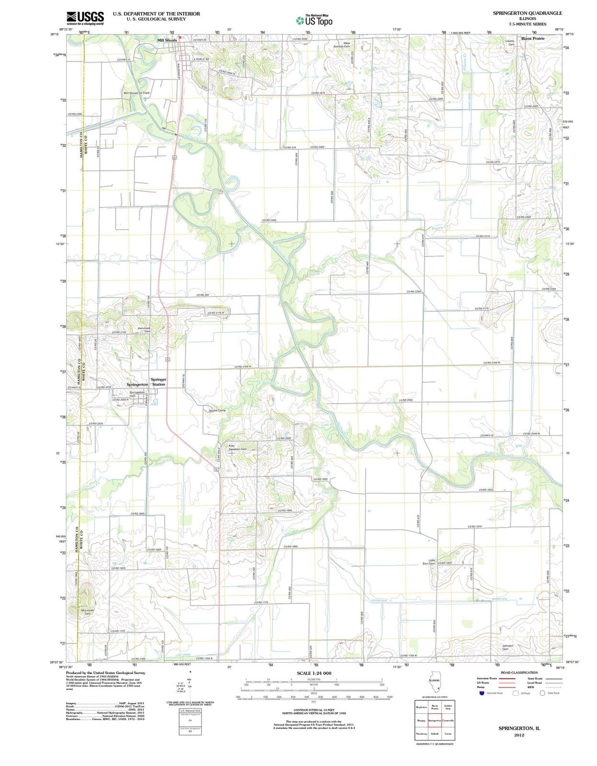 2012 Springerton, IL - Illinois - USGS Topographic Map
