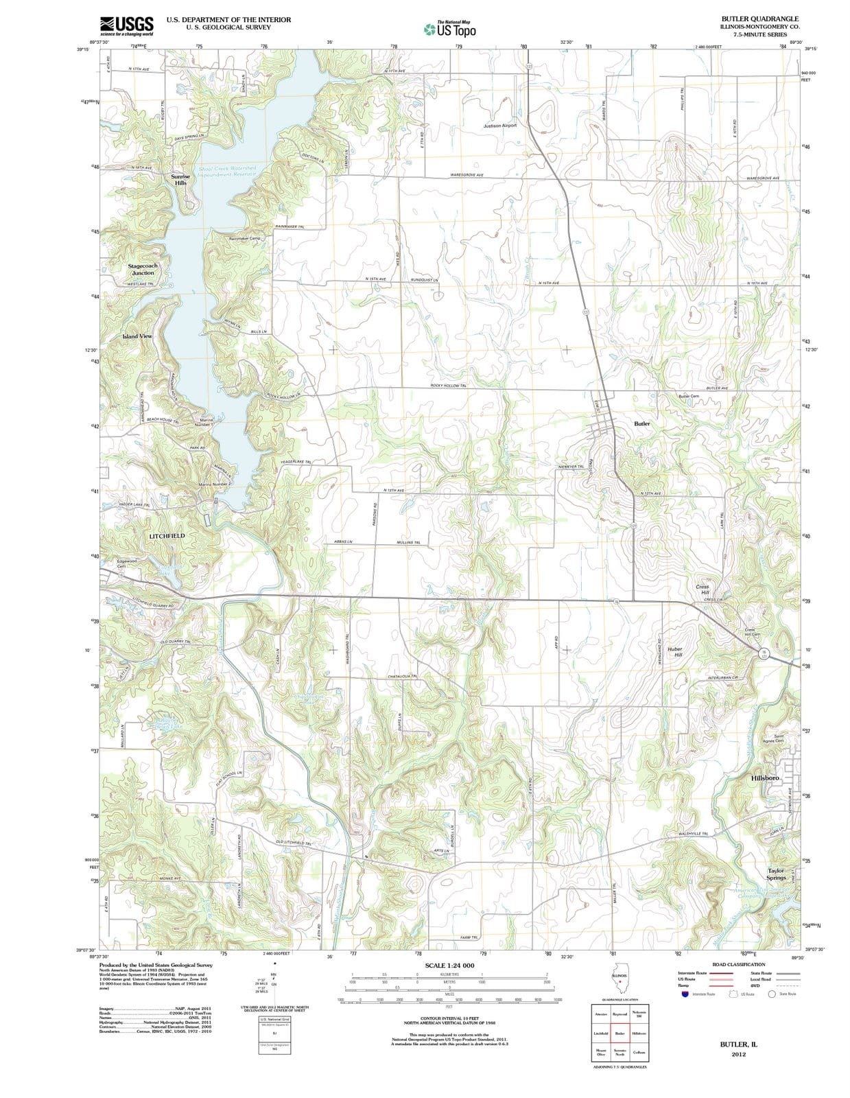2012 Butler, IL - Illinois - USGS Topographic Map
