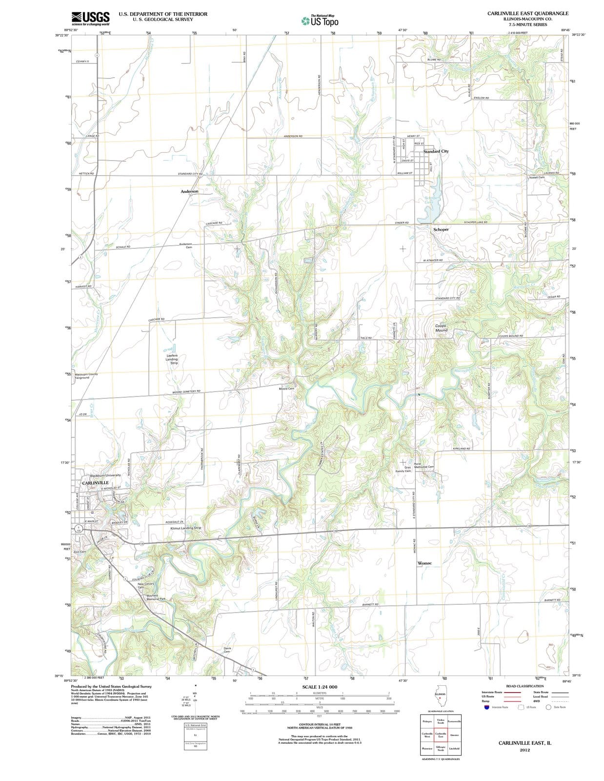 2012 Carlinville East, IL - Illinois - USGS Topographic Map