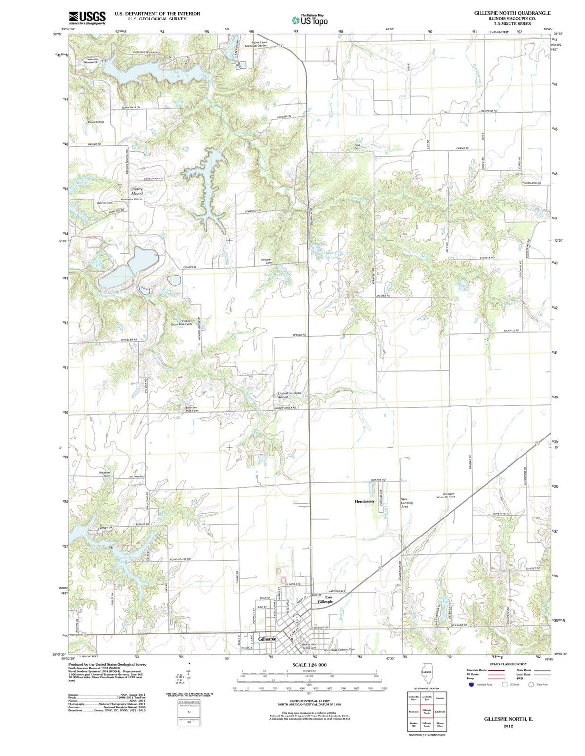 2012 Gillespie North, IL - Illinois - USGS Topographic Map