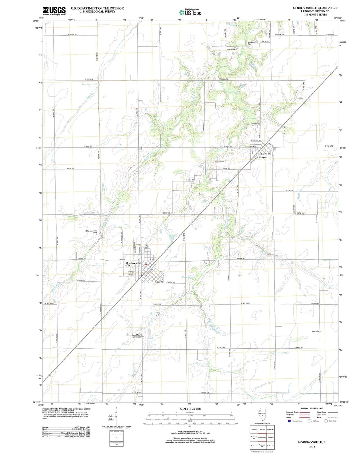 2012 Morrisonville, IL - Illinois - USGS Topographic Map