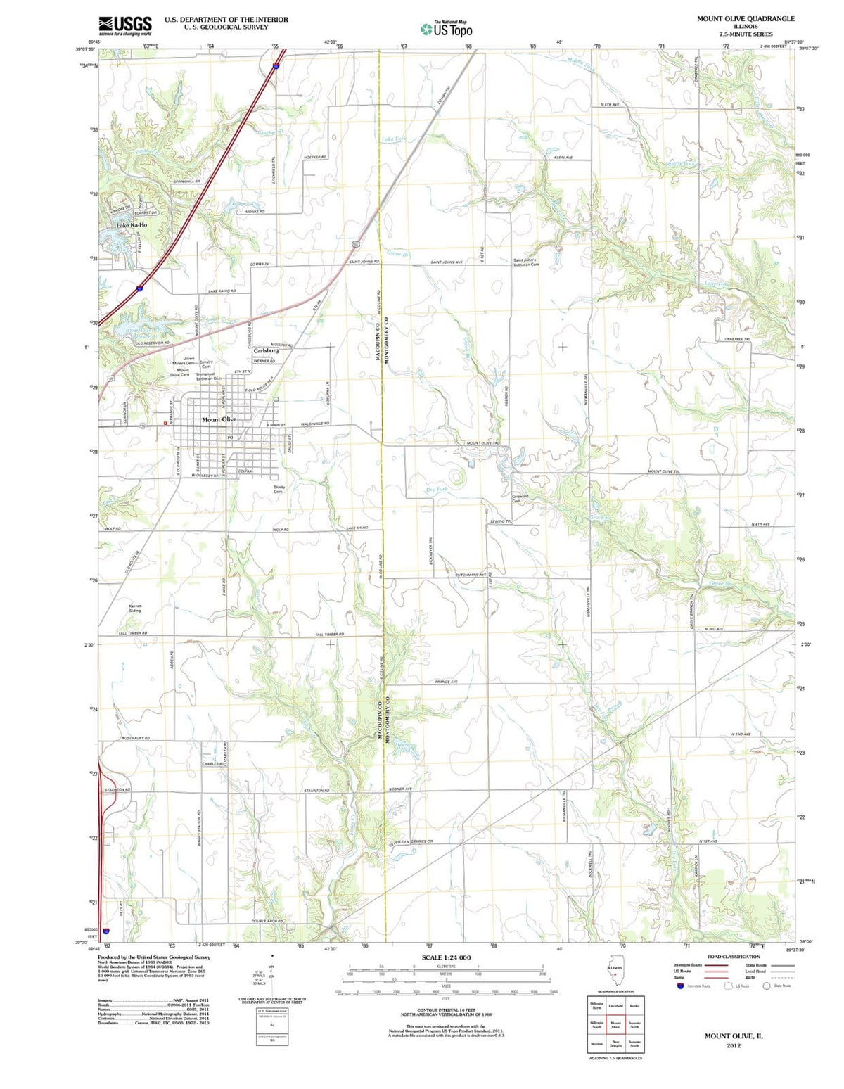2012 Mount Olive, IL - Illinois - USGS Topographic Map