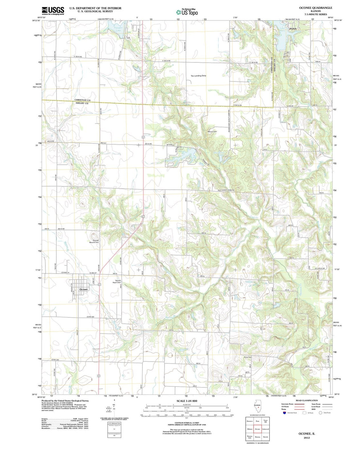 2012 Oconee, IL - Illinois - USGS Topographic Map