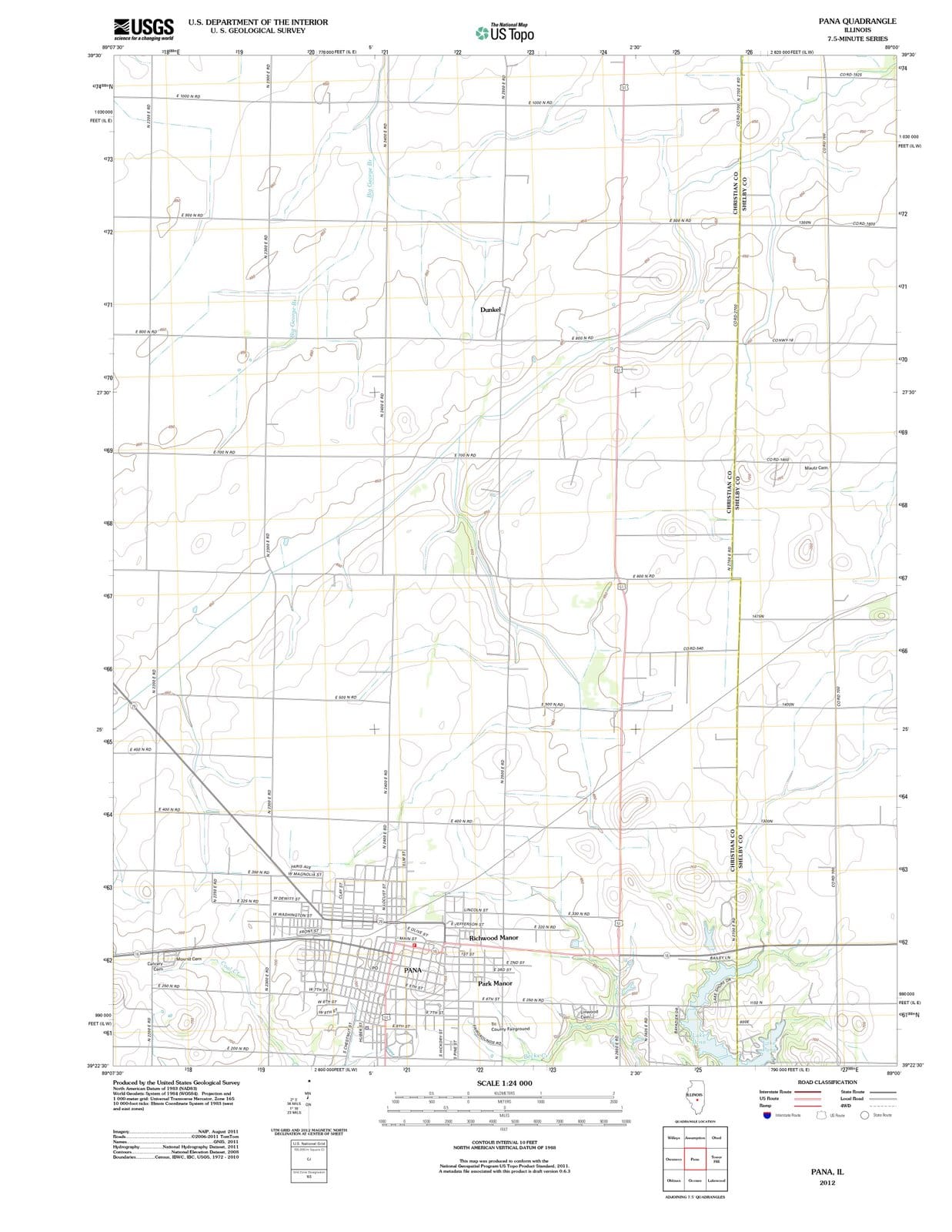 2012 Pana, IL - Illinois - USGS Topographic Map