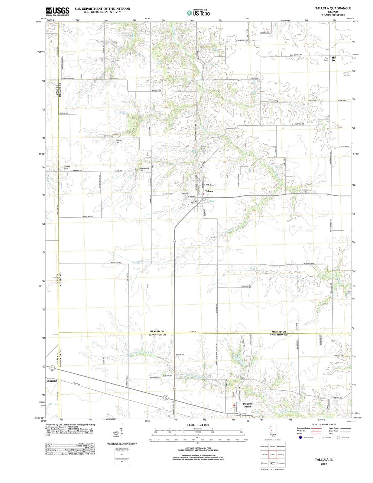 2012 Tallula, IL - Illinois - USGS Topographic Map