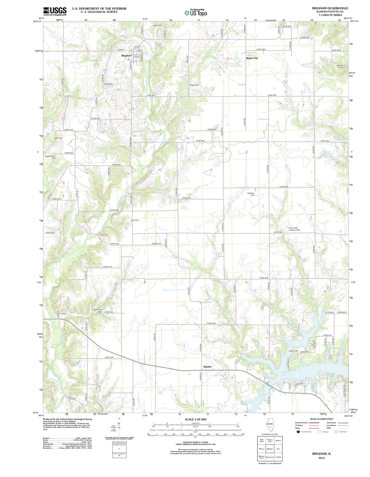 2012 Bingham, IL - Illinois - USGS Topographic Map