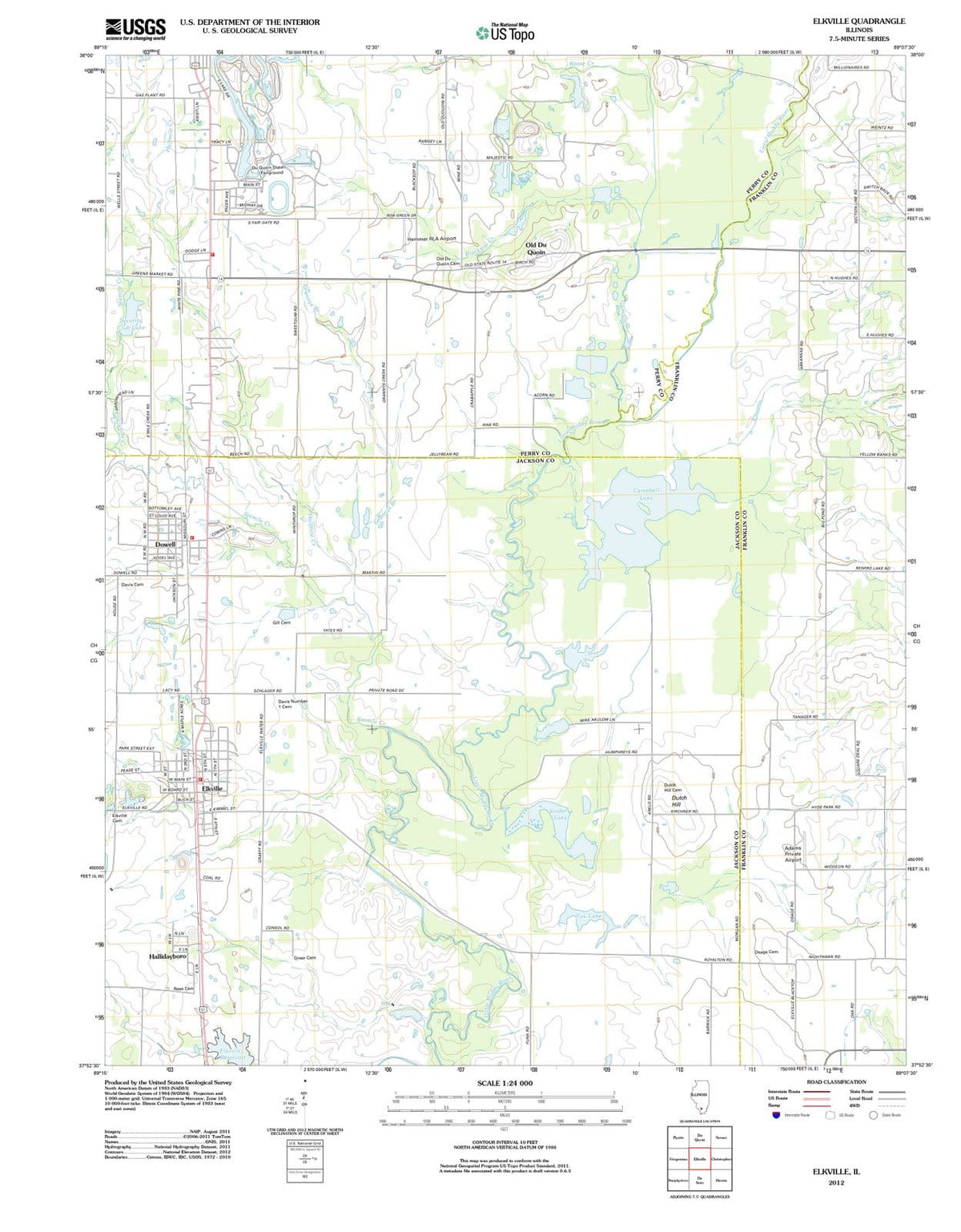 2012 Elkville, IL - Illinois - USGS Topographic Map