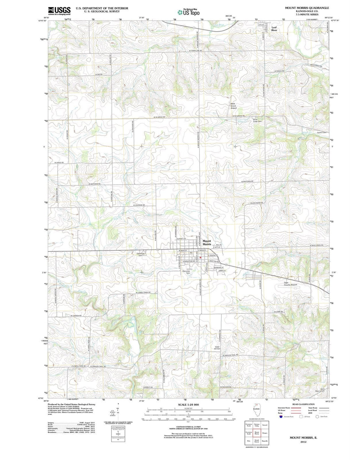 2012 Mount Morris, IL - Illinois - USGS Topographic Map