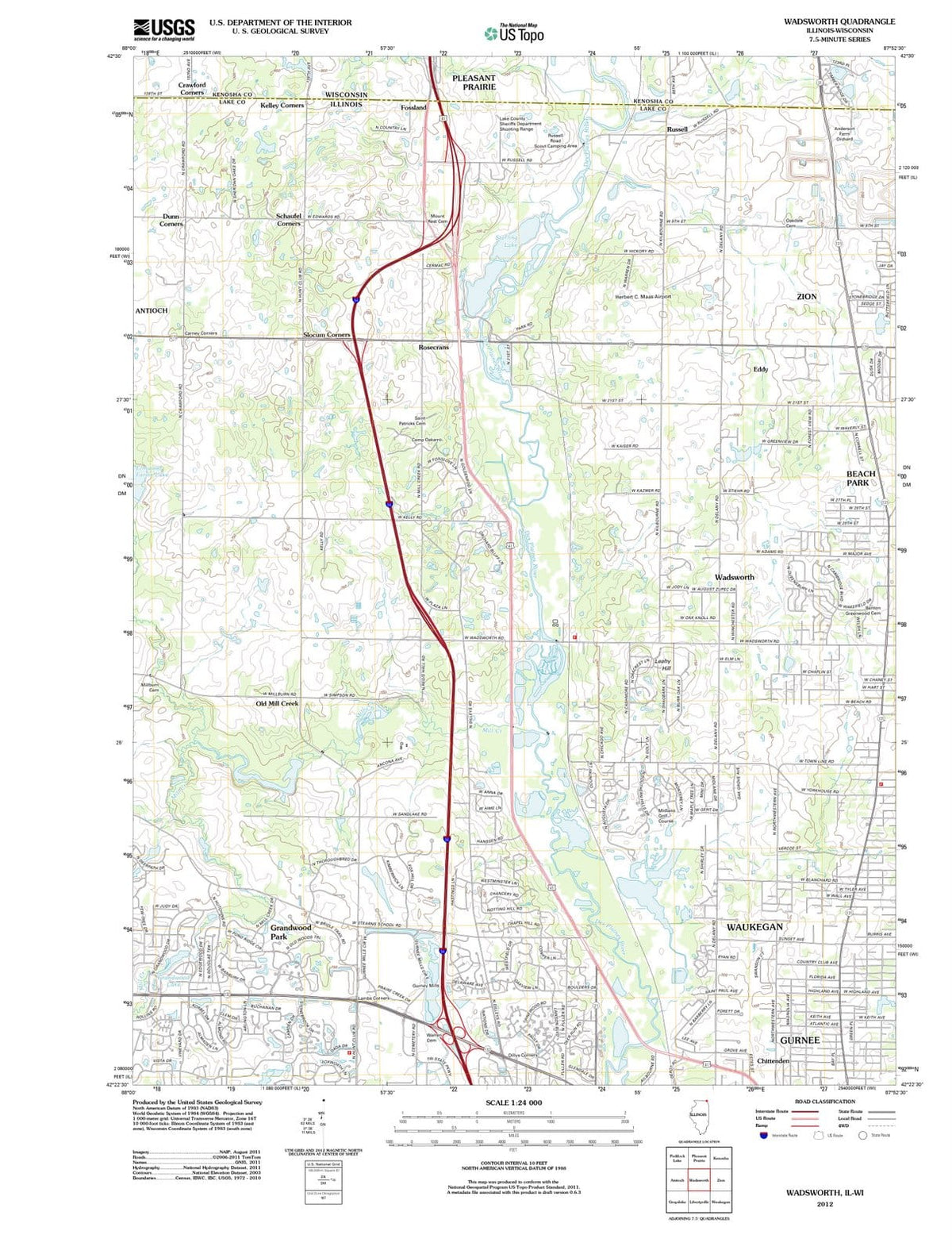 2012 Wadsworth, IL - Illinois - USGS Topographic Map