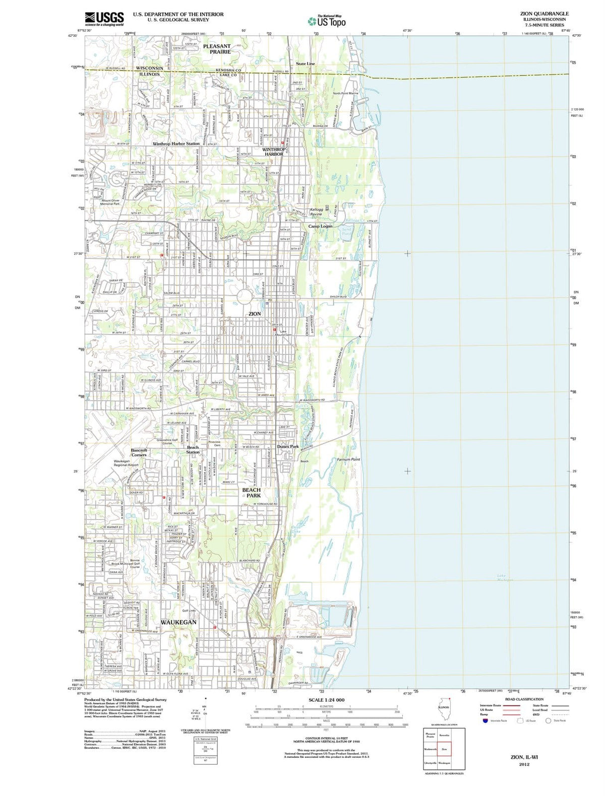 2012 Zion, IL - Illinois - USGS Topographic Map