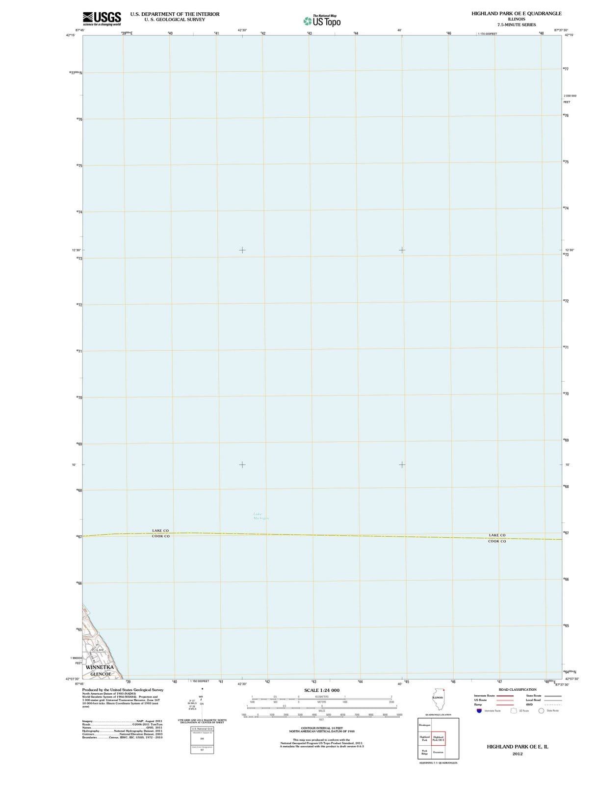 2012 Highland Park OE E, IL - Illinois - USGS Topographic Map