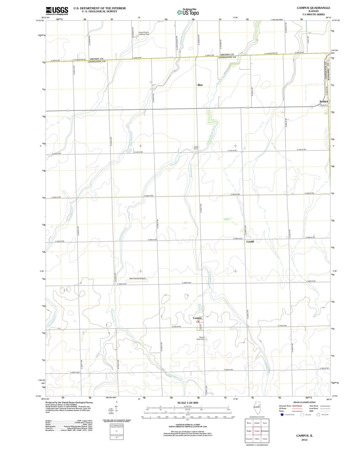 2012 Campus, IL - Illinois - USGS Topographic Map
