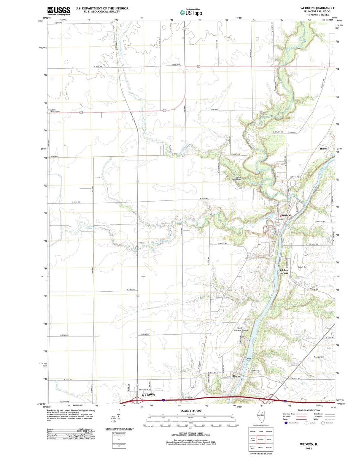 2012 Wedron, IL - Illinois - USGS Topographic Map