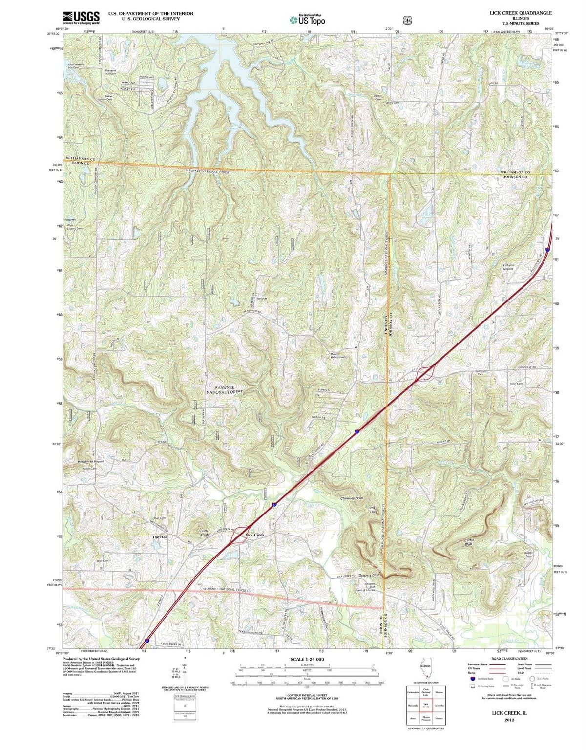 2012 Lick Creek, IL - Illinois - USGS Topographic Map