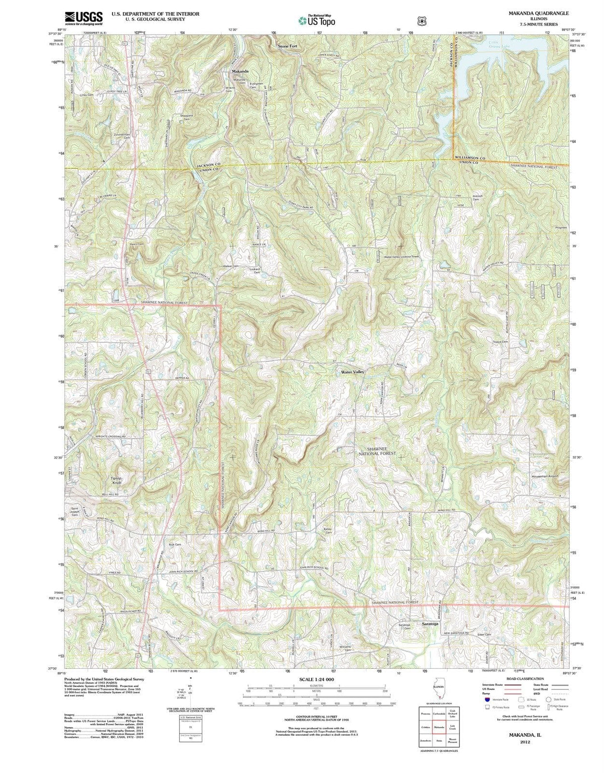 2012 Makanda, IL - Illinois - USGS Topographic Map