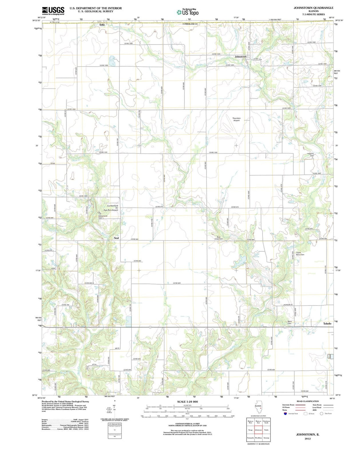 2012 Johnstown, IL - Illinois - USGS Topographic Map