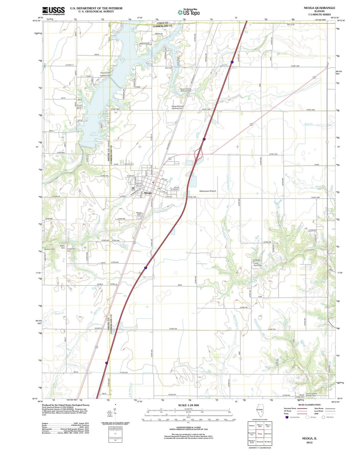2012 Neoga, IL - Illinois - USGS Topographic Map