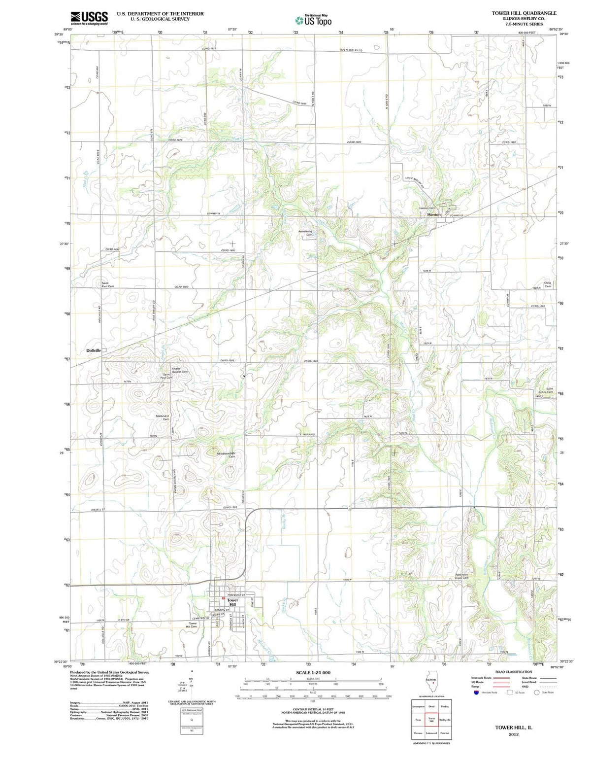 2012 Tower Hill, IL - Illinois - USGS Topographic Map