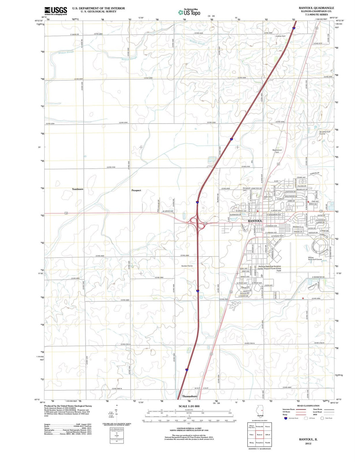 2012 Rantoul, IL - Illinois - USGS Topographic Map