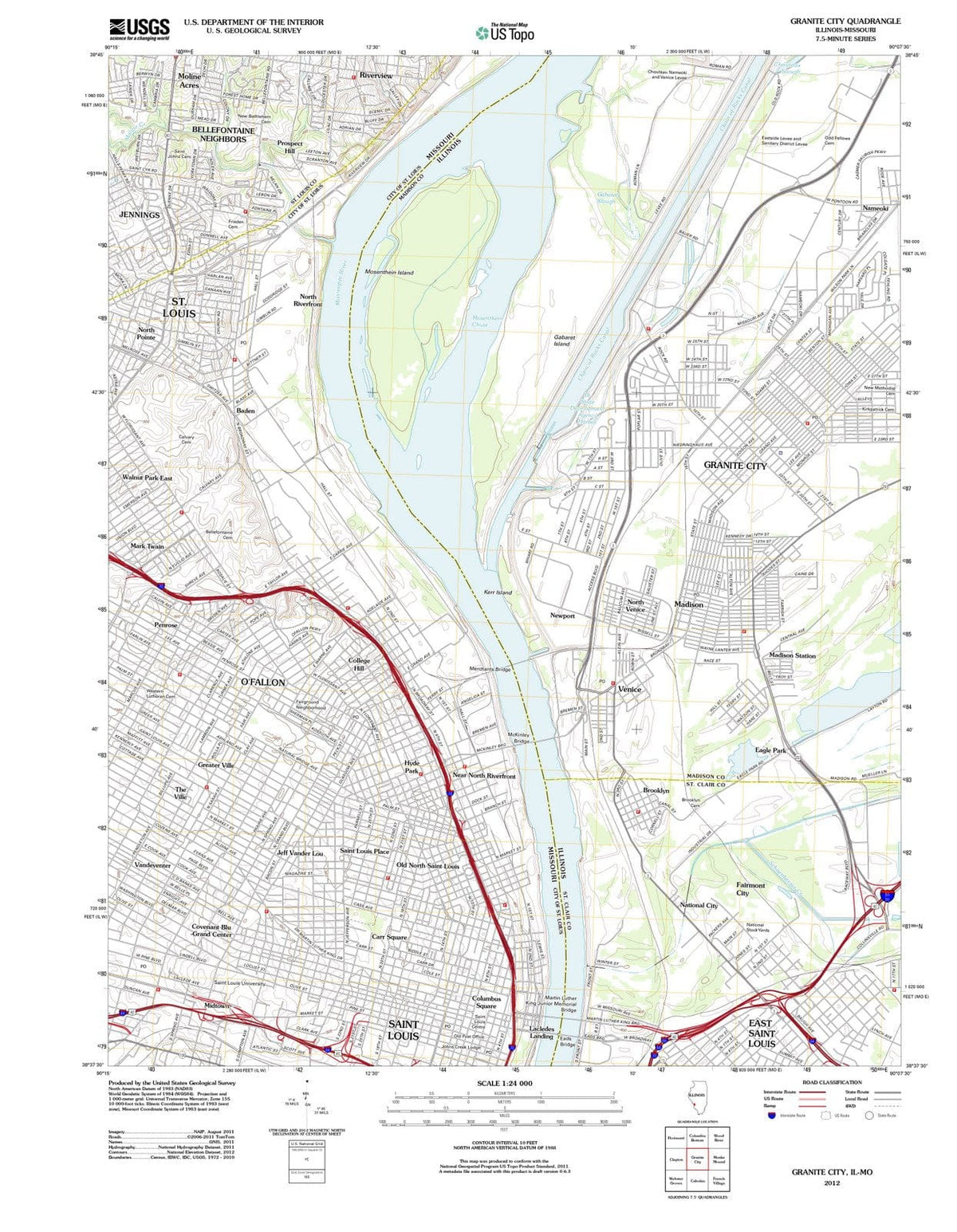 2012 Granite City, IL - Illinois - USGS Topographic Map