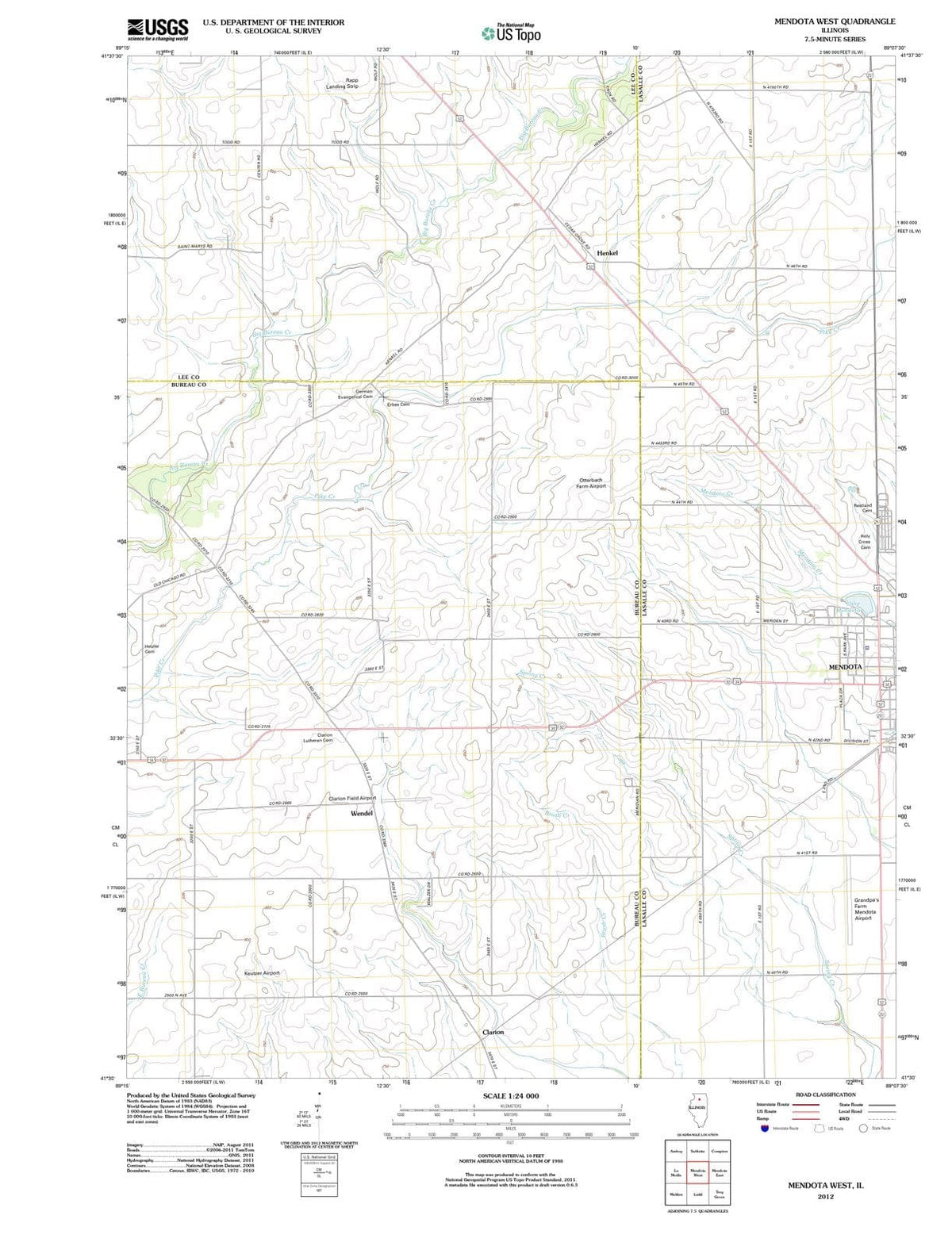 2012 Mendota West, IL - Illinois - USGS Topographic Map