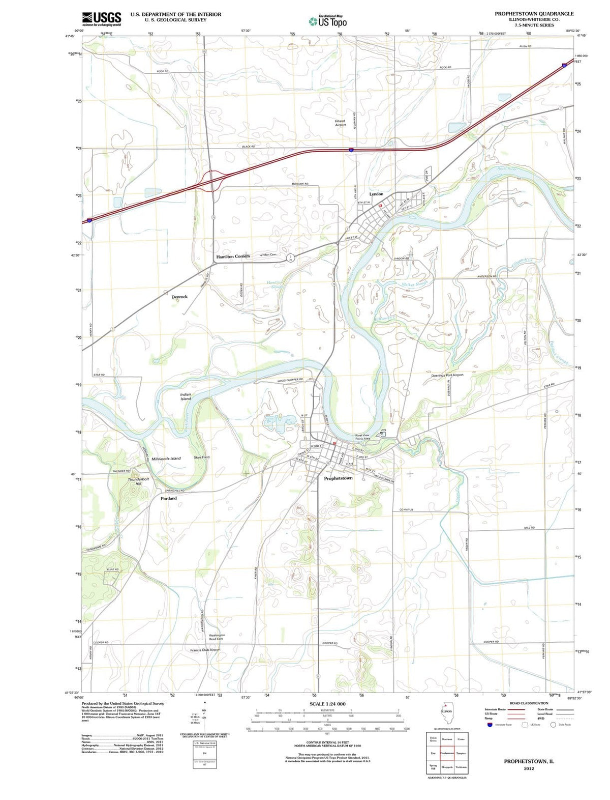 2012 Prophetstown, IL - Illinois - USGS Topographic Map