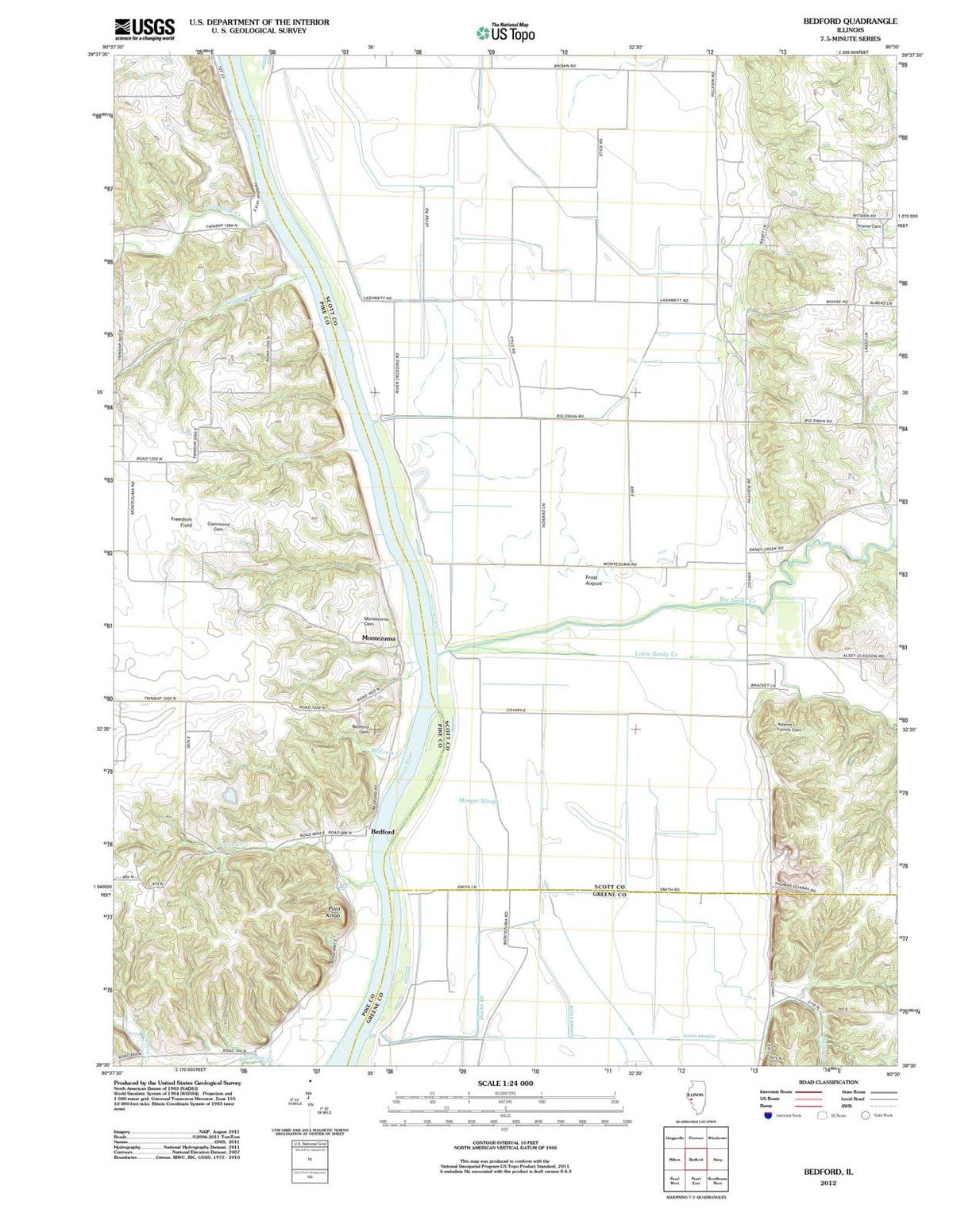 2012 Bedford, IL - Illinois - USGS Topographic Map