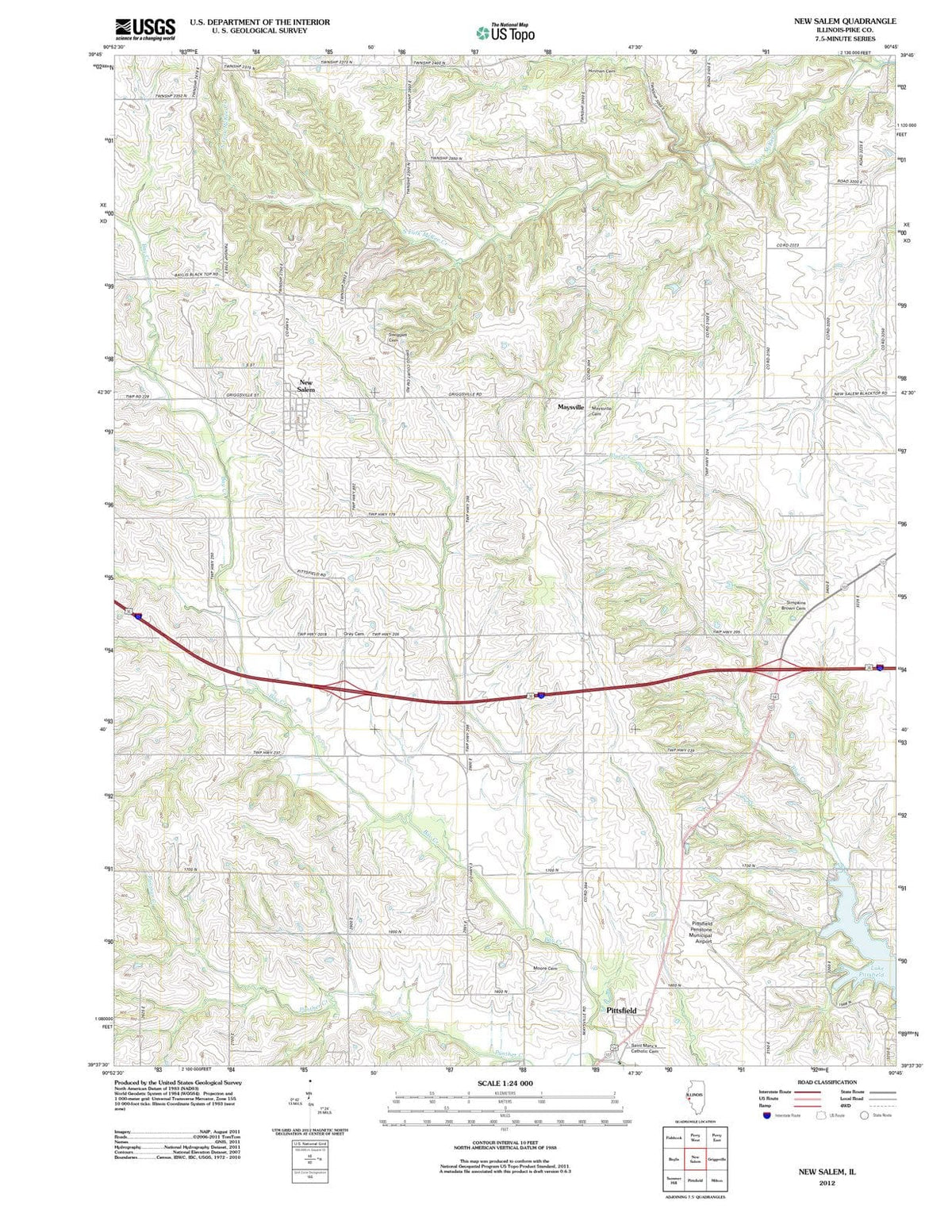 2012 New Salem, IL - Illinois - USGS Topographic Map