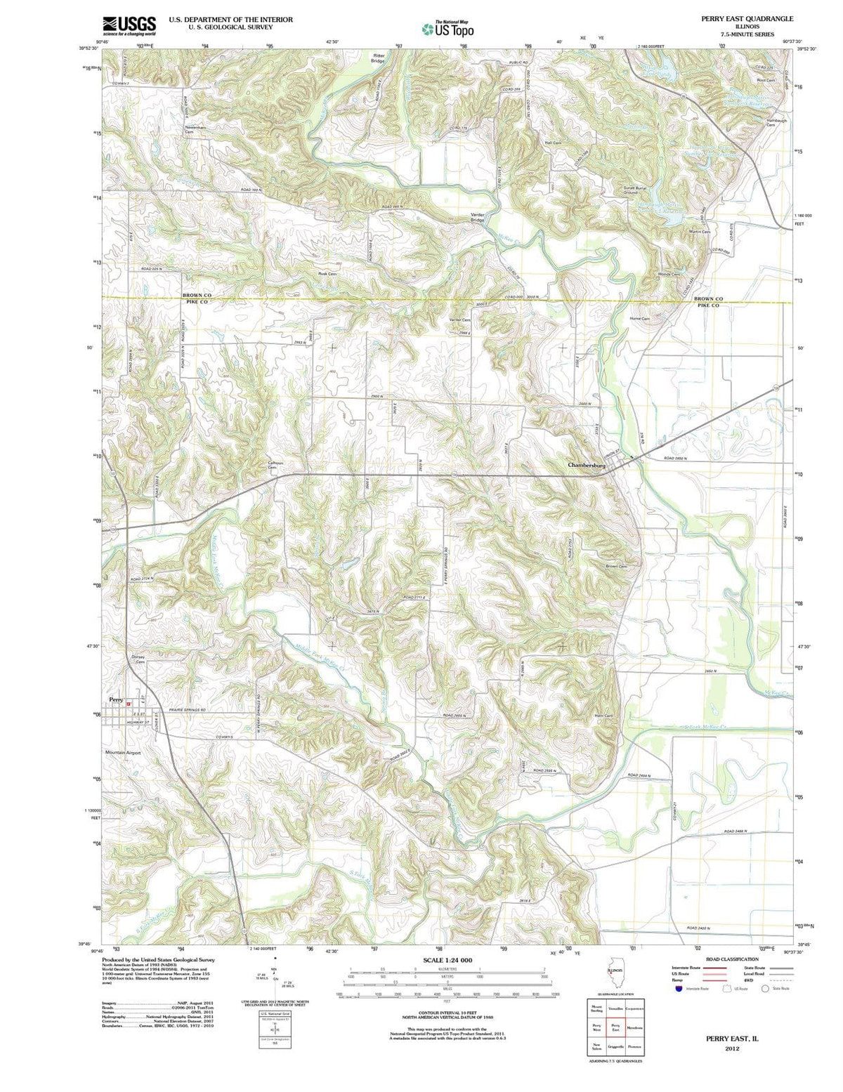 2012 Perry East, IL - Illinois - USGS Topographic Map
