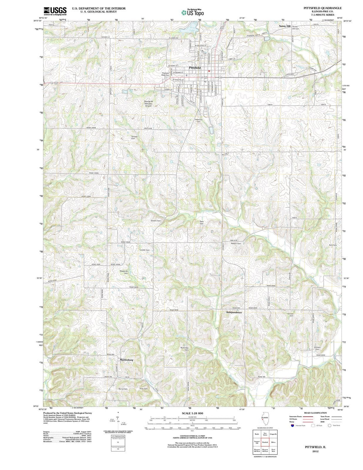 2012 Pittsfield, IL - Illinois - USGS Topographic Map