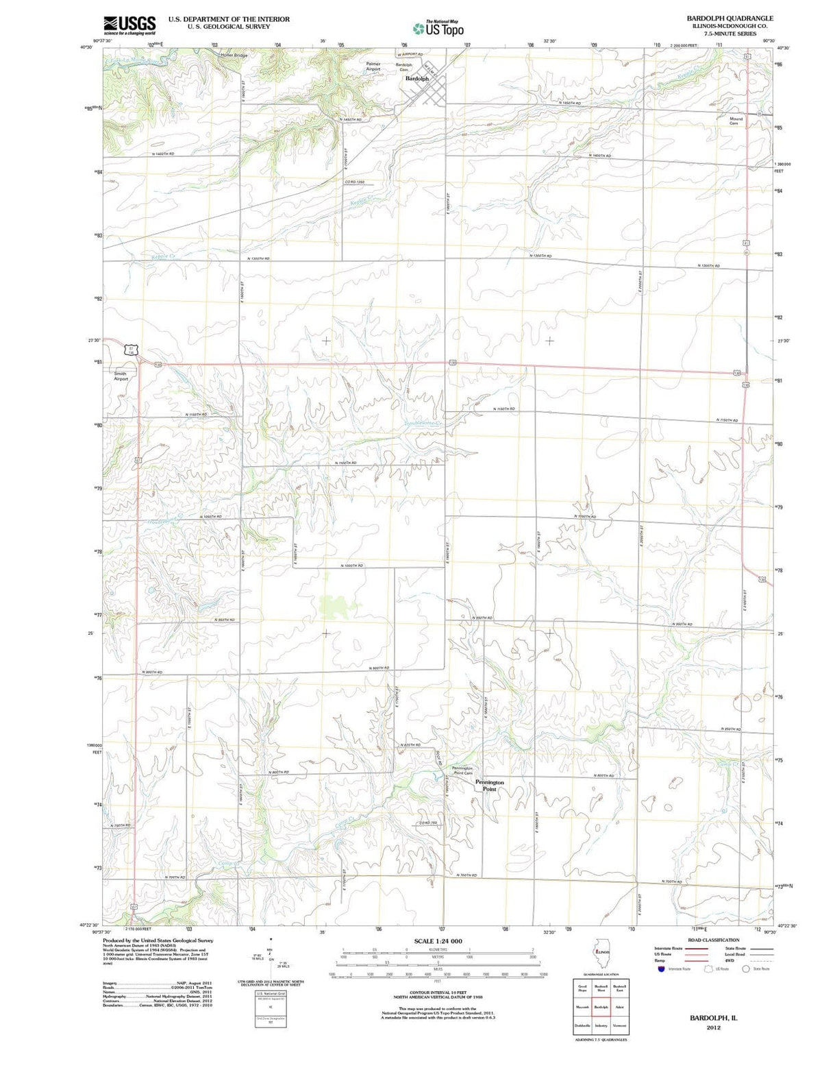 2012 Bardolph, IL - Illinois - USGS Topographic Map