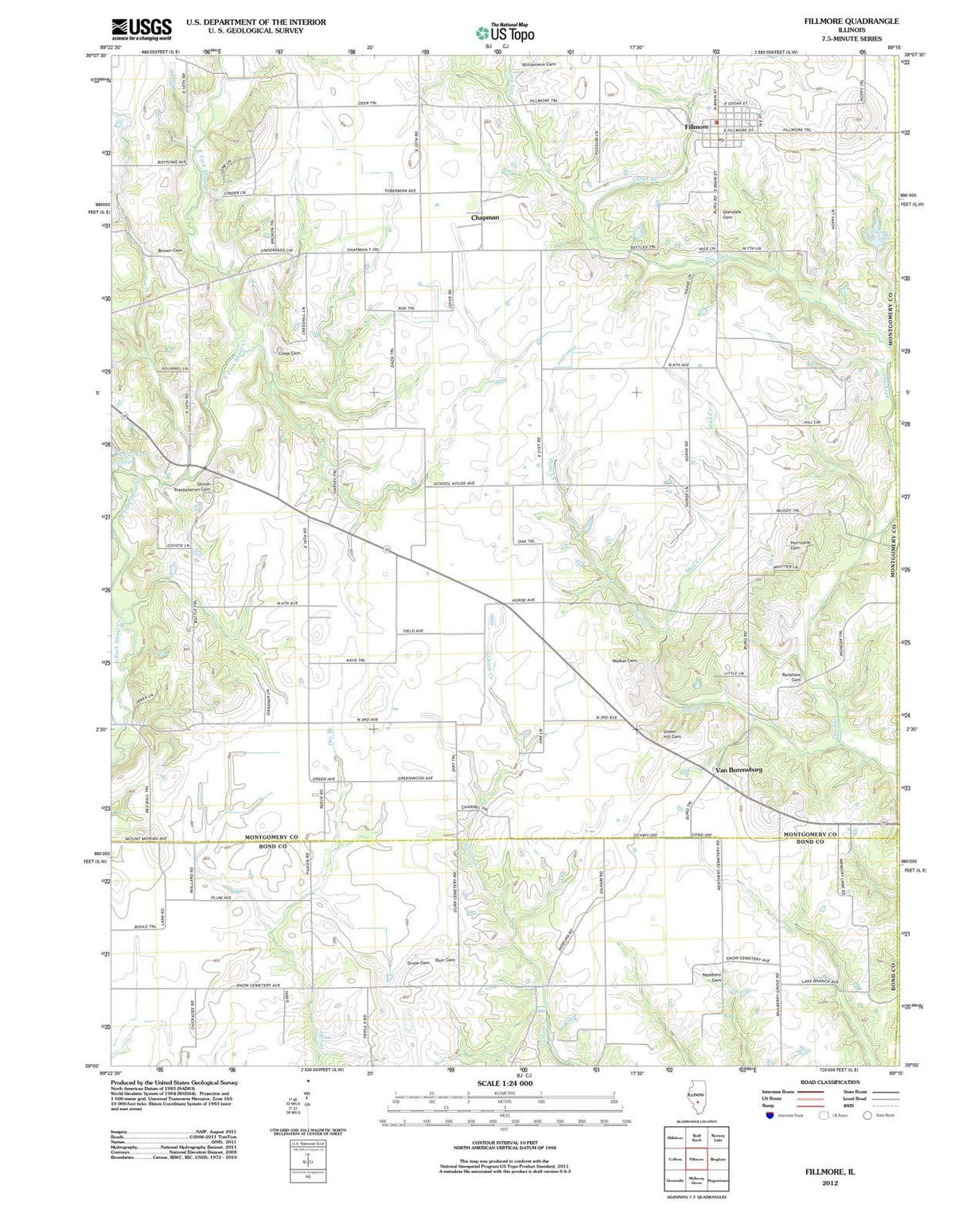 2012 Fillmore, IL - Illinois - USGS Topographic Map