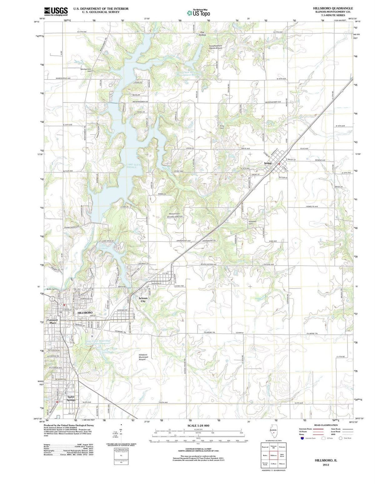 2012 Hillsboro, IL - Illinois - USGS Topographic Map
