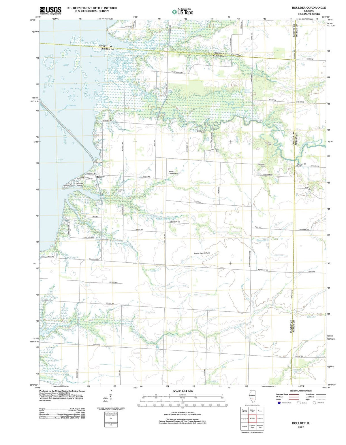 2012 Boulder, IL - Illinois - USGS Topographic Map