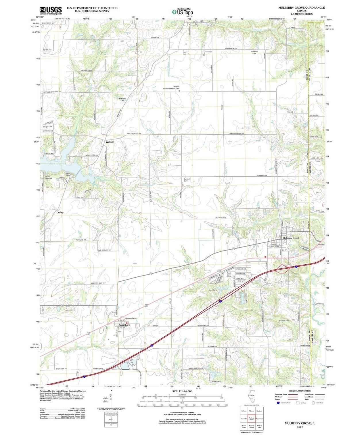 2012 Mulberry Grove, IL - Illinois - USGS Topographic Map