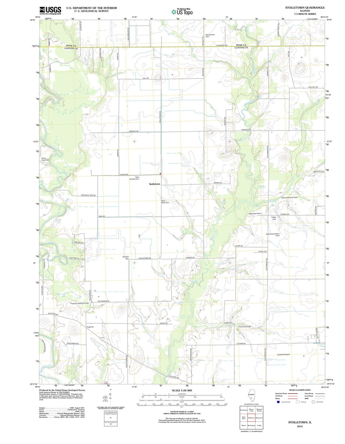 2012 Stolletown, IL - Illinois - USGS Topographic Map
