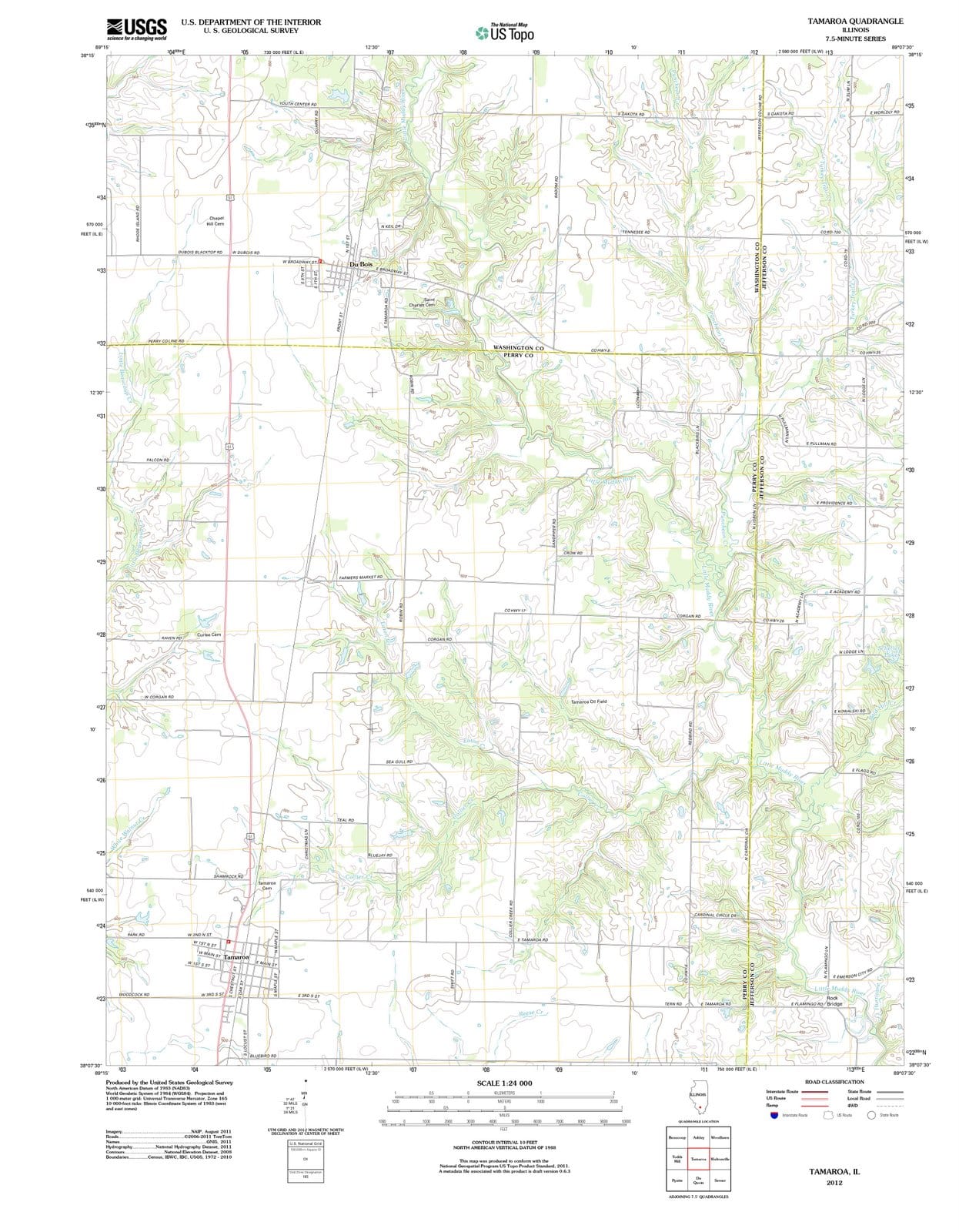 2012 Tamaroa, IL - Illinois - USGS Topographic Map