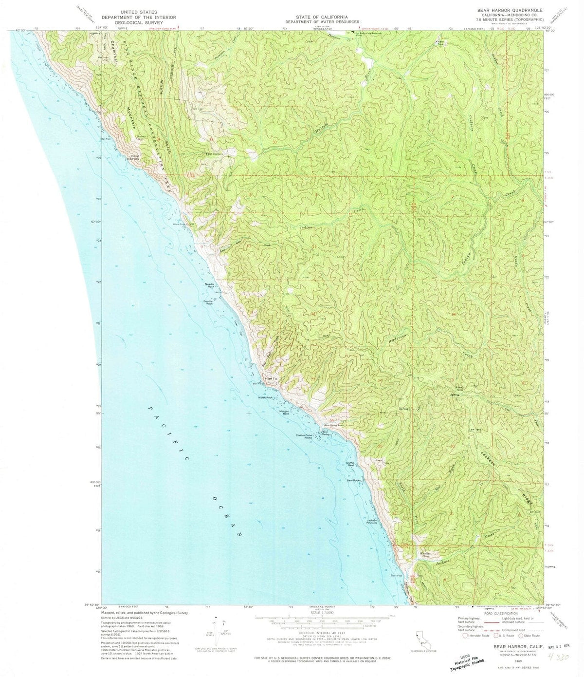1969 Bear Harbor, CA - California - USGS Topographic Map