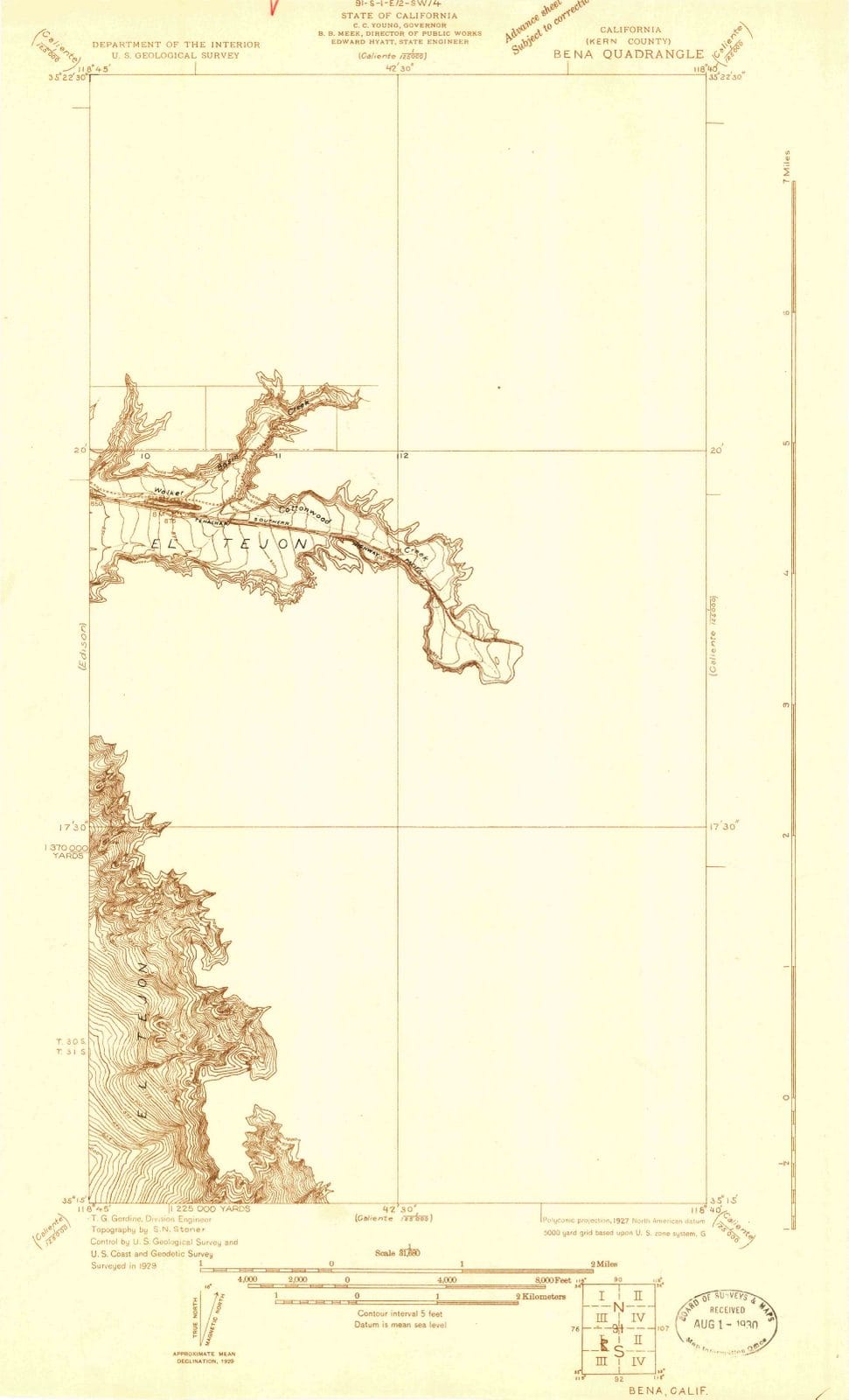 1929 Bena, CA - California - USGS Topographic Map v2
