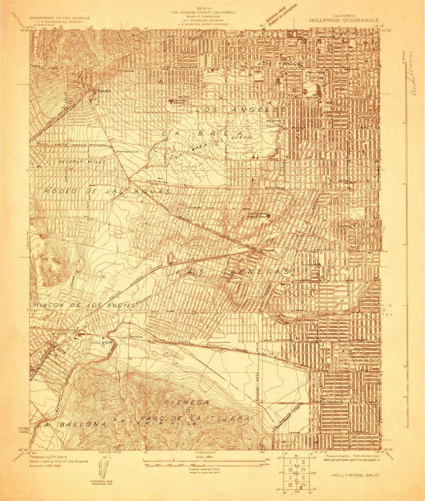 1924 West Hollywood, CA - California - USGS Topographic Map