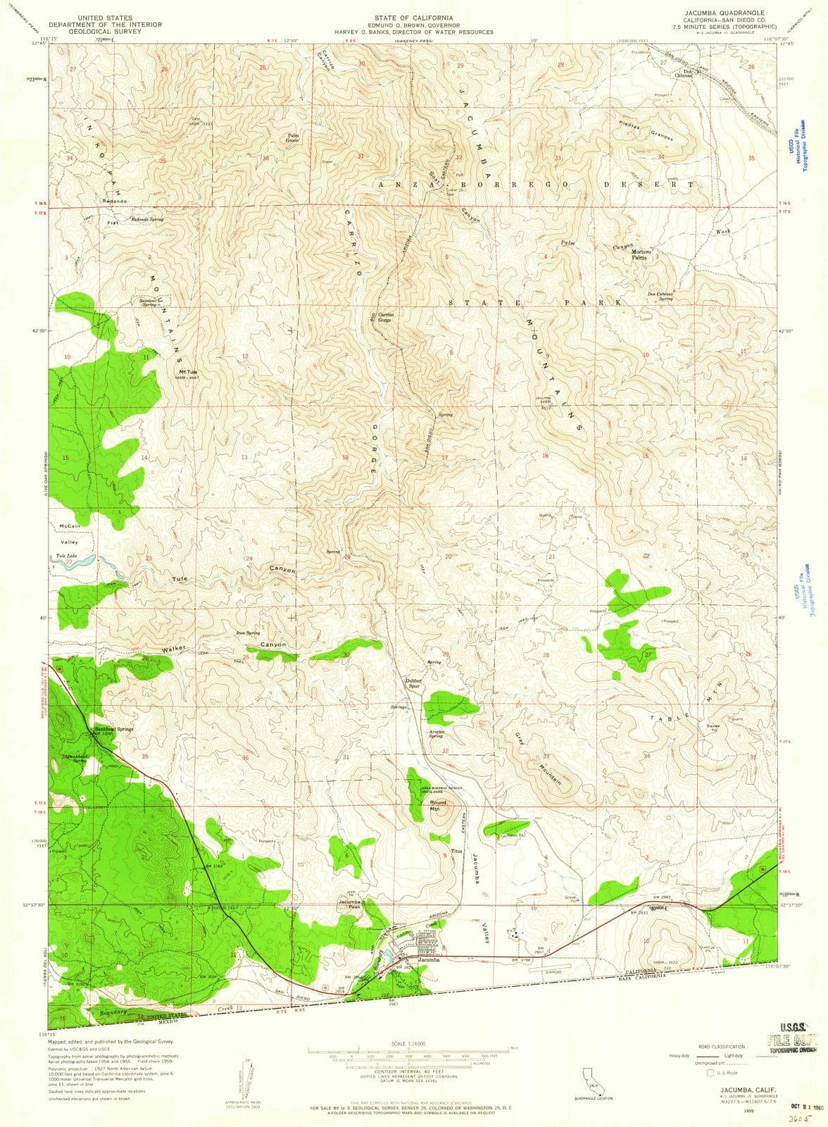 1959 Jacumba, CA - California - USGS Topographic Map