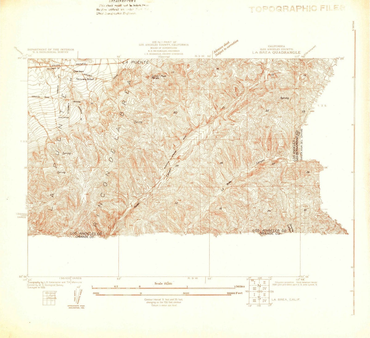 1925 La Brea, CA - California - USGS Topographic Map