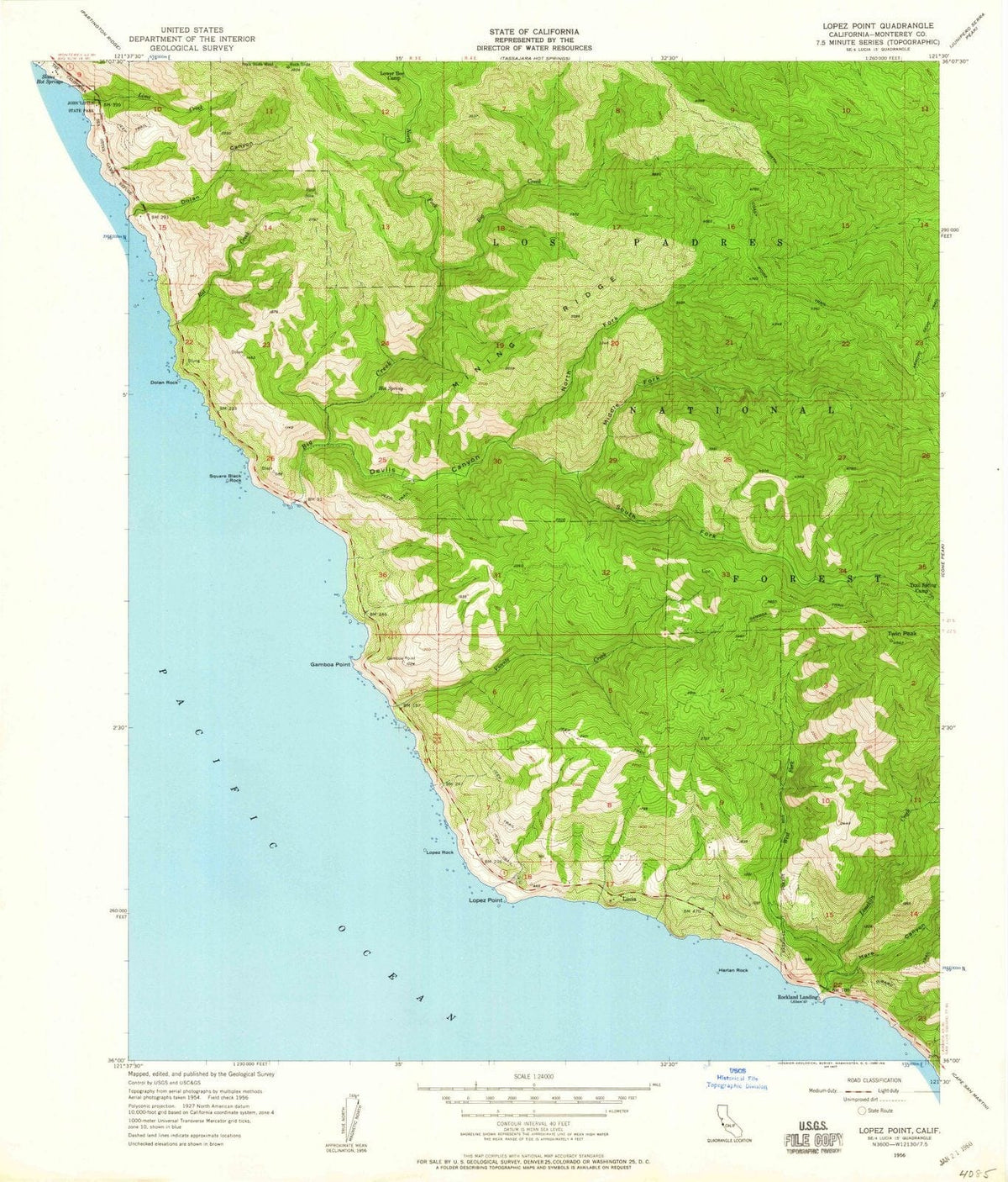 1956 Lopez Point, CA - California - USGS Topographic Map